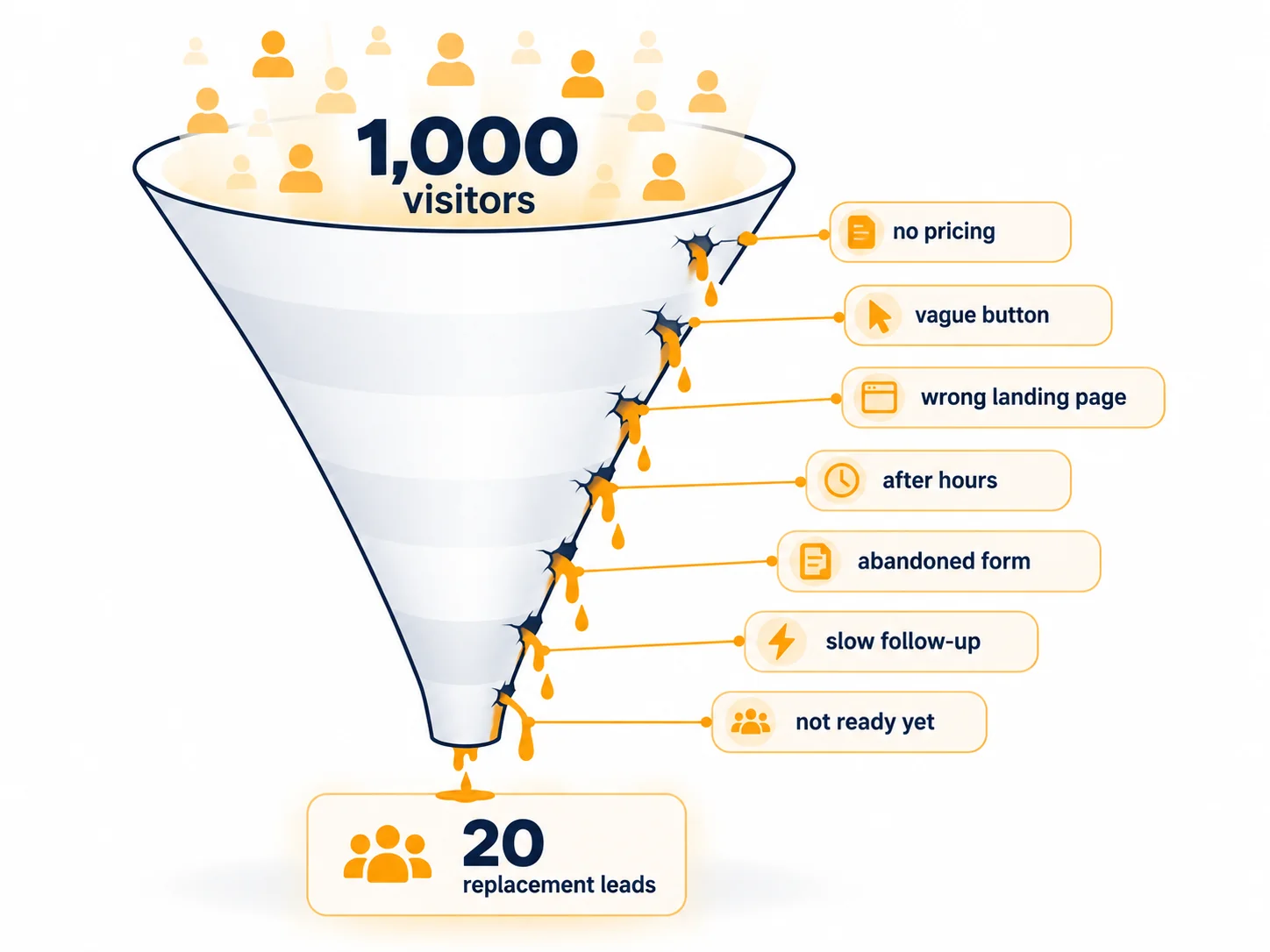 Where 980 of 1,000 HVAC website visitors drop out before becoming replacement leads